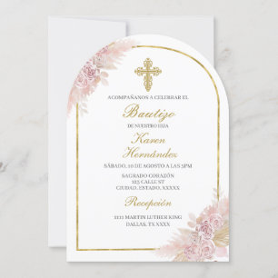 Invitation Boho Baptism espagnol