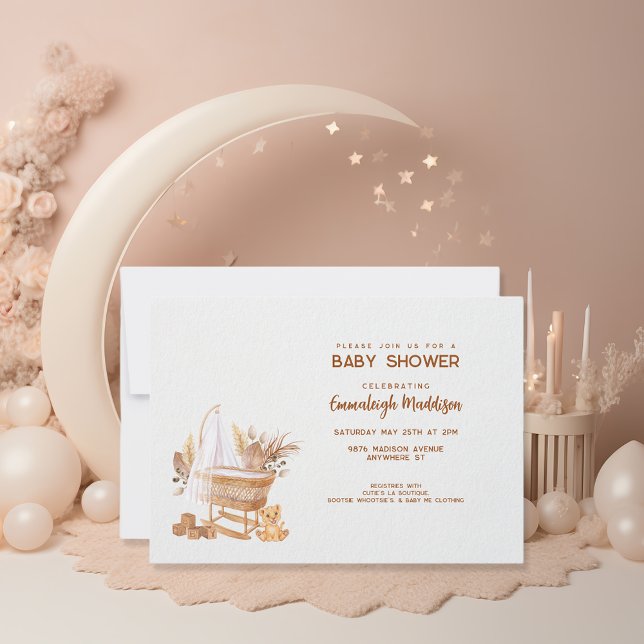 Invitation Boho Bassinet Nursery Baby shower (Créateur téléchargé)