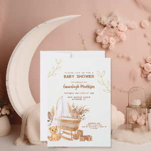 Invitation Boho Bassinet Nursery Baby shower