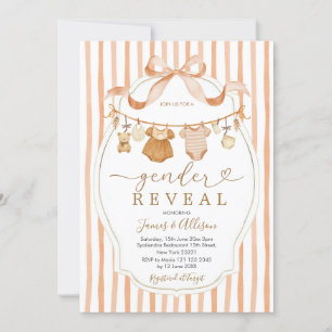 Invitation Boho Bear Rustic Baby Clothesline Genre Reveillez