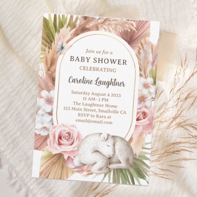 Invitation Boho Bébé Animal Dormir Baby shower mouton (Créateur téléchargé)