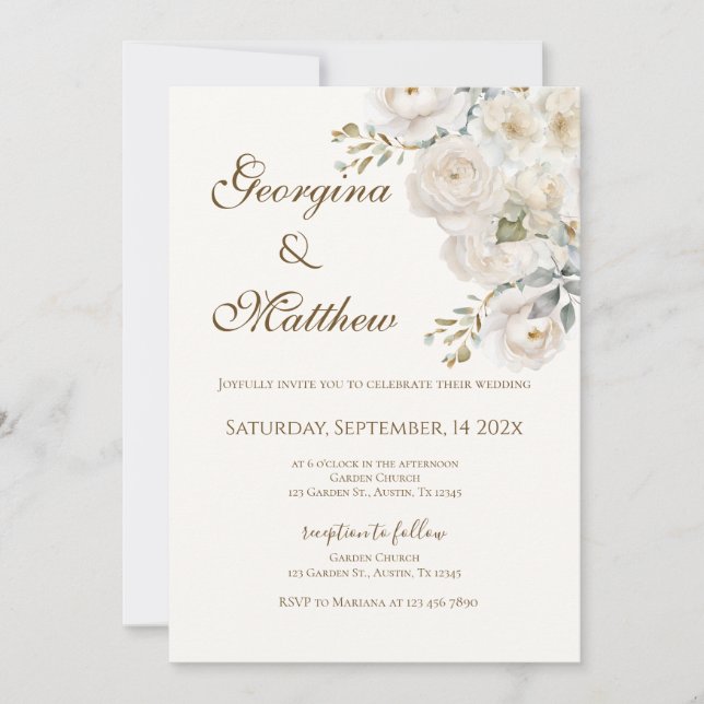 Invitation Boho beige avec mariage de mariés (Devant)