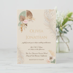 Invitation Boho Beige Boho en plumes classiques