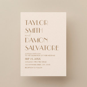 Invitation Boho Beige Brown Earth Tones Bold Retro Mariage