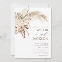 Boho Beige Brown Floral Pampas Mariage en herbe