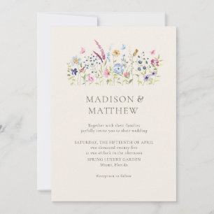 Invitation Boho Beige Fleur sauvage Mariage