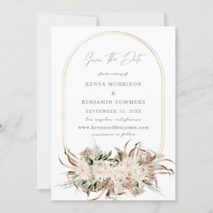 Invitation Boho Beige Floral Enregistrer la date