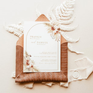 Invitation Boho Beige Pampas Grass Mariage