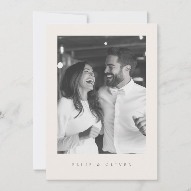 Invitation Boho Beige Photo Mariage moderne (Devant)