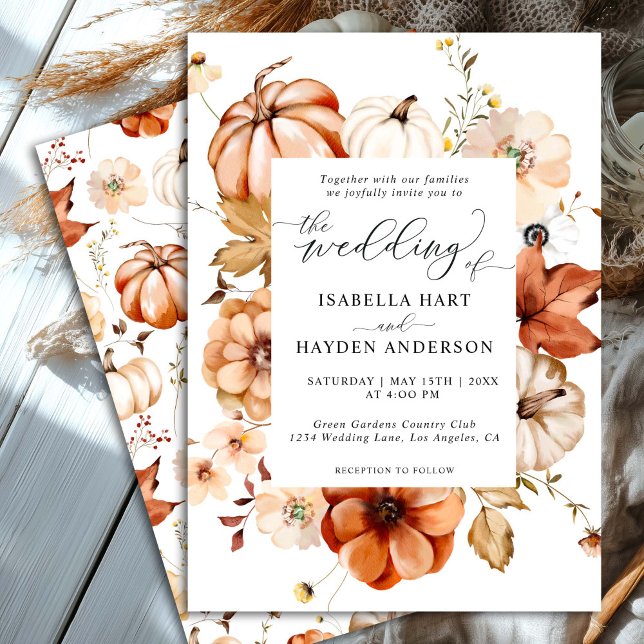 Invitation Boho Beige Rouille Chute Terme Citrouille Floral M (Créateur téléchargé)