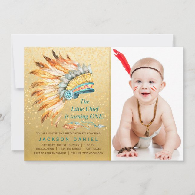 Invitation Boho Birthday Party Tribal (Devant)