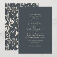 Boho Black Floral Élégant Minimaliste Couple Douch