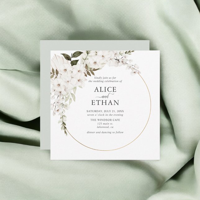 Invitation Boho Blanc Floral Élégant (Créateur téléchargé)