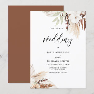 Invitation Boho Blanc Floral Élégant Mariage
