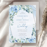 Boho bleu fleuri eucalyptus et argent mariage