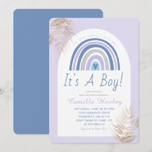 Invitation Boho bleu moderne arc-en-ciel C'est un Baby shower