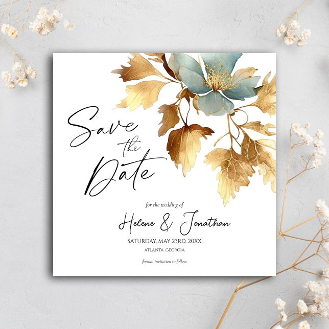 Invitation Boho bleu poussière Mariage Enregistrer La Date In (Dust Blue Boho Wedding Save The Date Invitation)