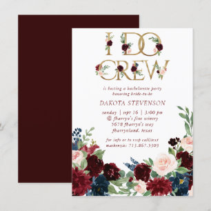 Invitation Boho Bloom Elégante Marsala I Do de Bourgogne