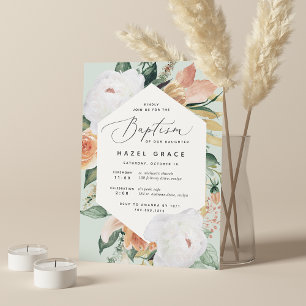 Invitation Boho Blooms Baptême floral moderne
