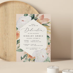 Invitation Boho Blooms   Dédication florale moderne pour bébé