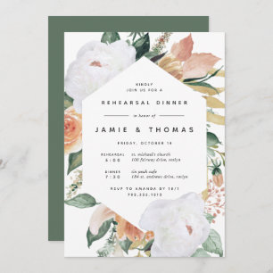 Invitation Boho Blooms   Dîner de répétition florale moderne