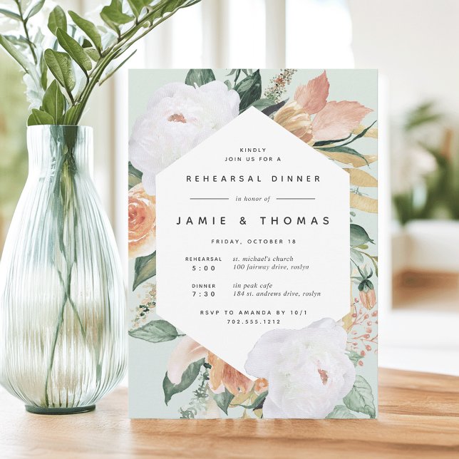 Invitation Boho Blooms | Dîner de répétition florale moderne (Créateur téléchargé)