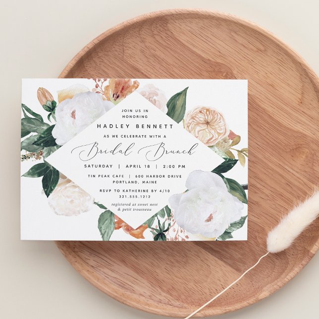 Invitation Boho Blooms | Elégant Brunch Fête des mariées Flor (Créateur téléchargé)