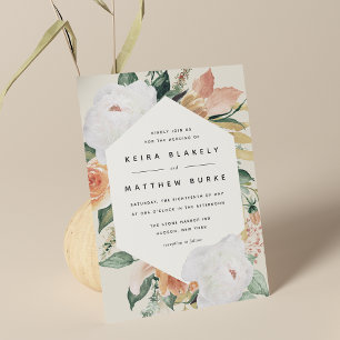 Invitation Boho Blooms Mariage floral géométrique moderne