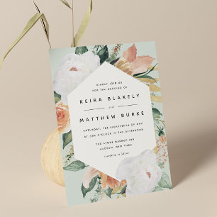 Invitation Boho Blooms Mariage floral géométrique moderne