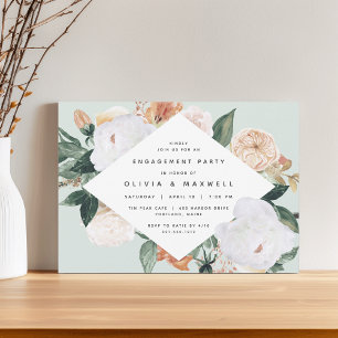 Invitation Boho Blooms   Parti d'engagement floral moderne