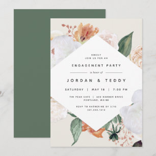 Invitation Boho Blooms   Parti d'engagement floral moderne