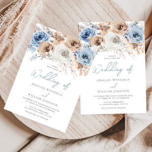 Invitation Boho Blue : Dusty Blue Bohemian Floral Mariage