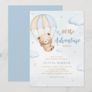 Invitation Boho Blue Laissez l'aventure commencer garçon baby