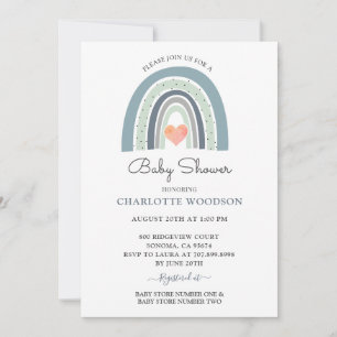 Invitation Boho Blue Watercolor Douche