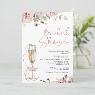 Invitation Boho Blush Floral Eucalyptus Fête des mariées
