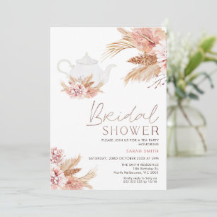 Invitation Boho Blush Floral Tea Party Fête des mariées