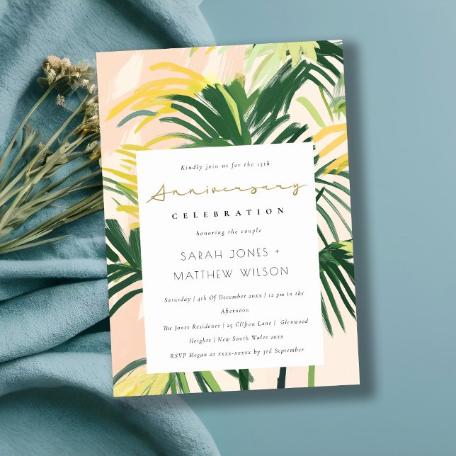 Invitation Boho Blush Green Palm Mariage Anniversaire (Créateur téléchargé)