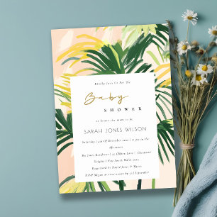 Invitation Boho Blush Green Tropical Palm Beach Baby shower