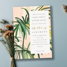 Boho Blush Green Tropical Palm Beach Mariage