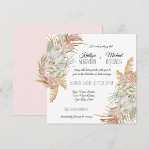Invitation BOHO Blush Orchid Floral Pampas Palmier en laiton