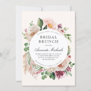Invitation Boho Blush Pampas Grass Beige Floral Fête des mari