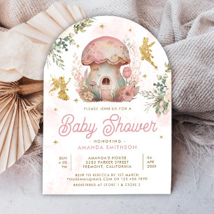 Invitation Boho Blush rose Floral Baby shower d'arc de fée d'