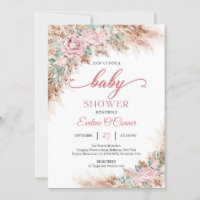 Boho Blush rose floral pampas herbe verte bébé