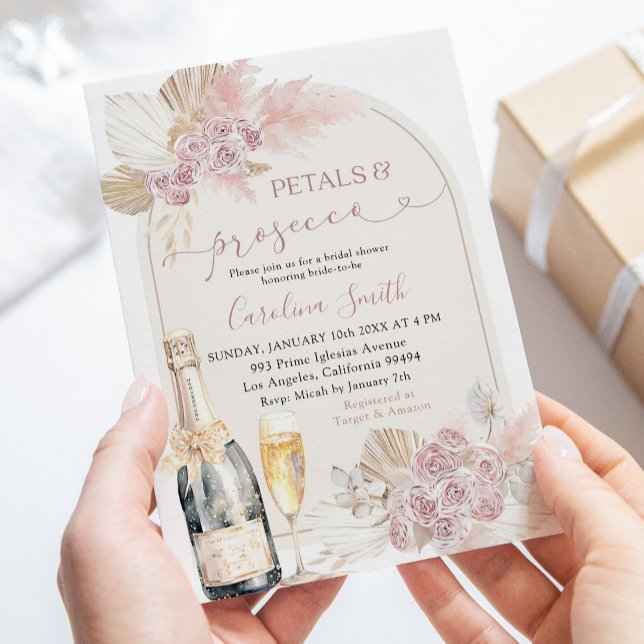 Invitation Boho Blush rose Pétales Floral Poursuite Mariée (Créateur téléchargé)
