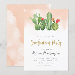 Invitation Boho Blush Watercolor & Cactus Gradus Party