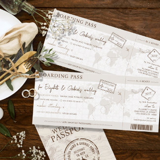 Invitation Boho Boarding Pass Destination Mariage