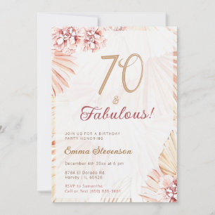 Invitation Boho Bohemian 70 & Fabulous Ladies 70th Birthday