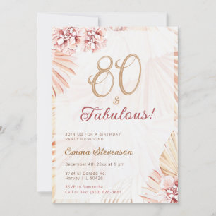 Invitation Boho Bohemian 80 & Fabulous Ladies 80th Birthday