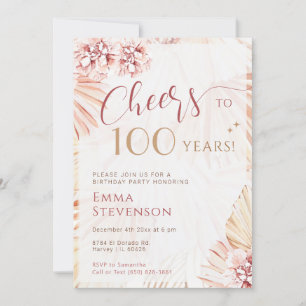 Invitation Boho Bohemian Cheers 100 Ans 100ème Anniversaire d