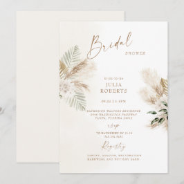 Invitation Boho Bohemian Pampas Grass Fête des mariées